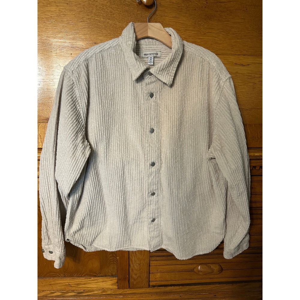 Urban Outfitters Granola Gorpcore Cream Wide Wale Corduroy Snap Shirt Jacket